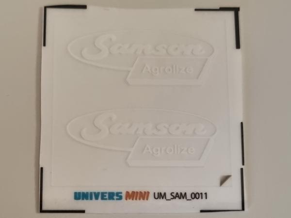2 autocollants SAMSON Agrolize blanc 13.4mm (pré-coupé)