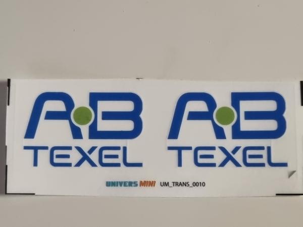 2 autocollants logo AB TEXEL bleu 26mm (pré-coupé)