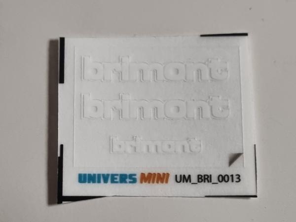 3 autocollants logo BRIMONT blanc 4.5/2.7mm (pré-coupé)